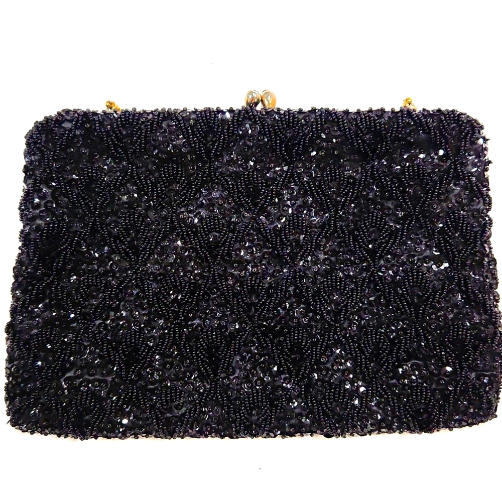 Vintage 1950's Walborg Gorgeous Black Beaded Evening Bag - Picture 13 of 14